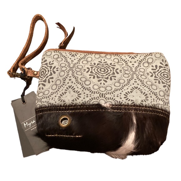 Myra Floral Print Hairon Wristlet Bag - Picture 2 of 13